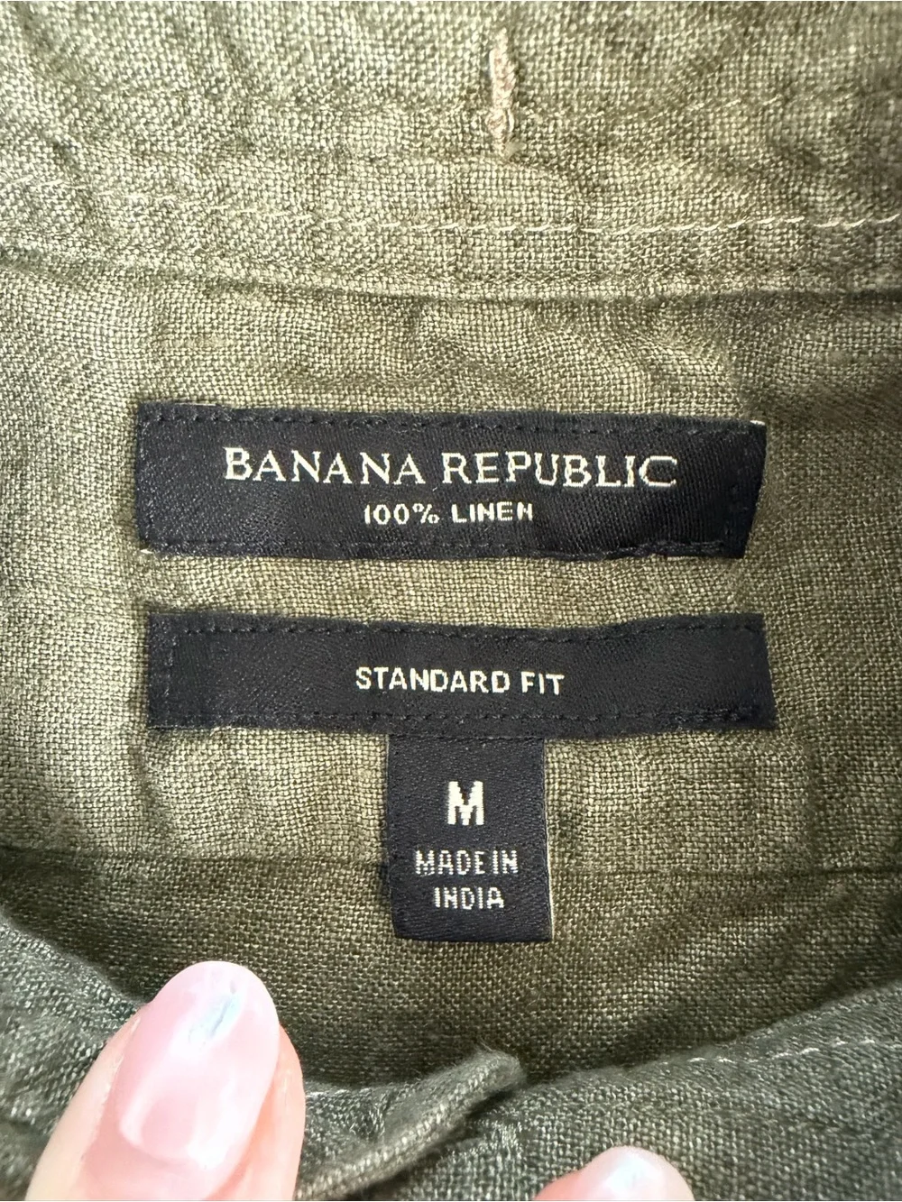 Banana Republic Olive-Green Short Sleeve Button-Down Shirt